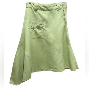 Miss Lili Green Asymmetrical A-Line Skirt Size Small Y2K Utility